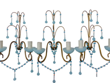 Load image into Gallery viewer, MURANO 1930 Antique Set 3x Wall Light Aqua Blue Opaline Drops Cup Bead Ceiling