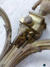 Load image into Gallery viewer, XL Large Antique PAIR French Gilt Bronze RAM 19TH Wall Light Sconce Louis XVI