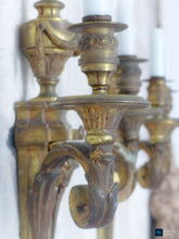 Load image into Gallery viewer, XL Large Antique PAIR French Gilt Bronze RAM 19TH Wall Light Sconce Louis XVI