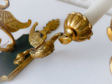 Load image into Gallery viewer, Vintage PAIR French Empire Wall Light Sconce RARE 2 Light Swans Bronze 1950 #2