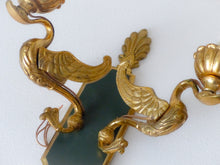Load image into Gallery viewer, Vintage PAIR French Empire Wall Light Sconce RARE 2 Light Swans Bronze 1950 #2