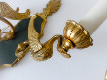 Load image into Gallery viewer, Vintage PAIR French Empire Wall Light Sconce RARE 2 Light Swans Bronze 1950 #2