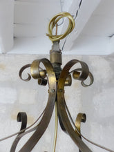 Load image into Gallery viewer, Large Antique French Lantern Gothic Castle Brass 1870 Chandelier Stained Glass