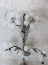 Load image into Gallery viewer, MURANO 1980 Vintage PAIR Wall Light White Opaline Drops Flowers Bead Chandelier