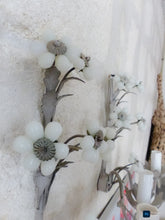 Load image into Gallery viewer, MURANO 1980 Vintage PAIR Wall Light White Opaline Drops Flowers Bead Chandelier