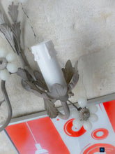 Load image into Gallery viewer, MURANO 1980 Vintage PAIR Wall Light White Opaline Drops Flowers Bead Chandelier