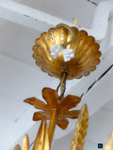 Load image into Gallery viewer, Gorgeous Gilded Chandelier Ceiling 70's Hollywood Regency Mid Century Wheat KOGL
