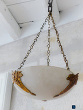 Load image into Gallery viewer, 1900 Gorgeous Antique French Alabaster Chandelier Ceiling Gilded Bronze Hall