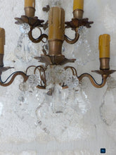 Load image into Gallery viewer, BACCARAT 19TH Gorgeous PAIR Wall Light Clear Crystal Drop Sconces 5 Fires RARE