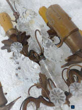 Load image into Gallery viewer, BACCARAT 19TH Gorgeous PAIR Wall Light Clear Crystal Drop Sconces 5 Fires RARE