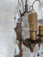 Load image into Gallery viewer, BACCARAT 19TH Gorgeous PAIR Wall Light Clear Crystal Drop Sconces 5 Fires RARE