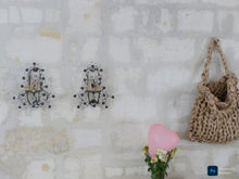 Load image into Gallery viewer, Gorgeous Antique PAIR Wall Light Clear Prisms Flowers Sconces Porcelain Figurine