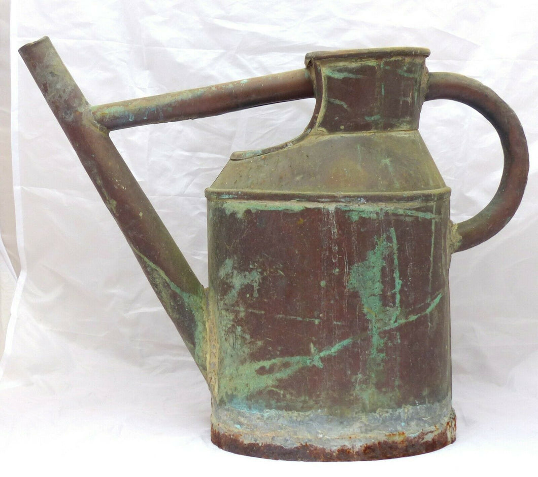 Late 19th Century Antique French Copper Watering Can Green Patina - Garden #1