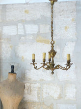 Load image into Gallery viewer, Late 19TH Antique French 5 Arms Ormolu Bronze Chandelier Ceiling Rococo Louis XV