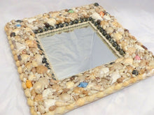 Load image into Gallery viewer, RARE Antique FRENCH c1920 SHELL ART Seashell Encrusted 12" Square MIRROR