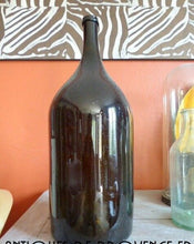 Load image into Gallery viewer, HUGE Antique french wine bottle hand blown glass 1880 demiJohn Dame Jeanne 23" 2
