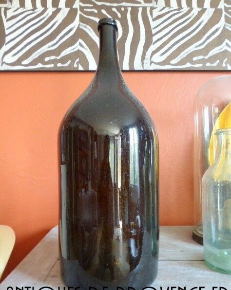 HUGE Antique french wine bottle hand blown glass 1880 demiJohn Dame Jeanne 23