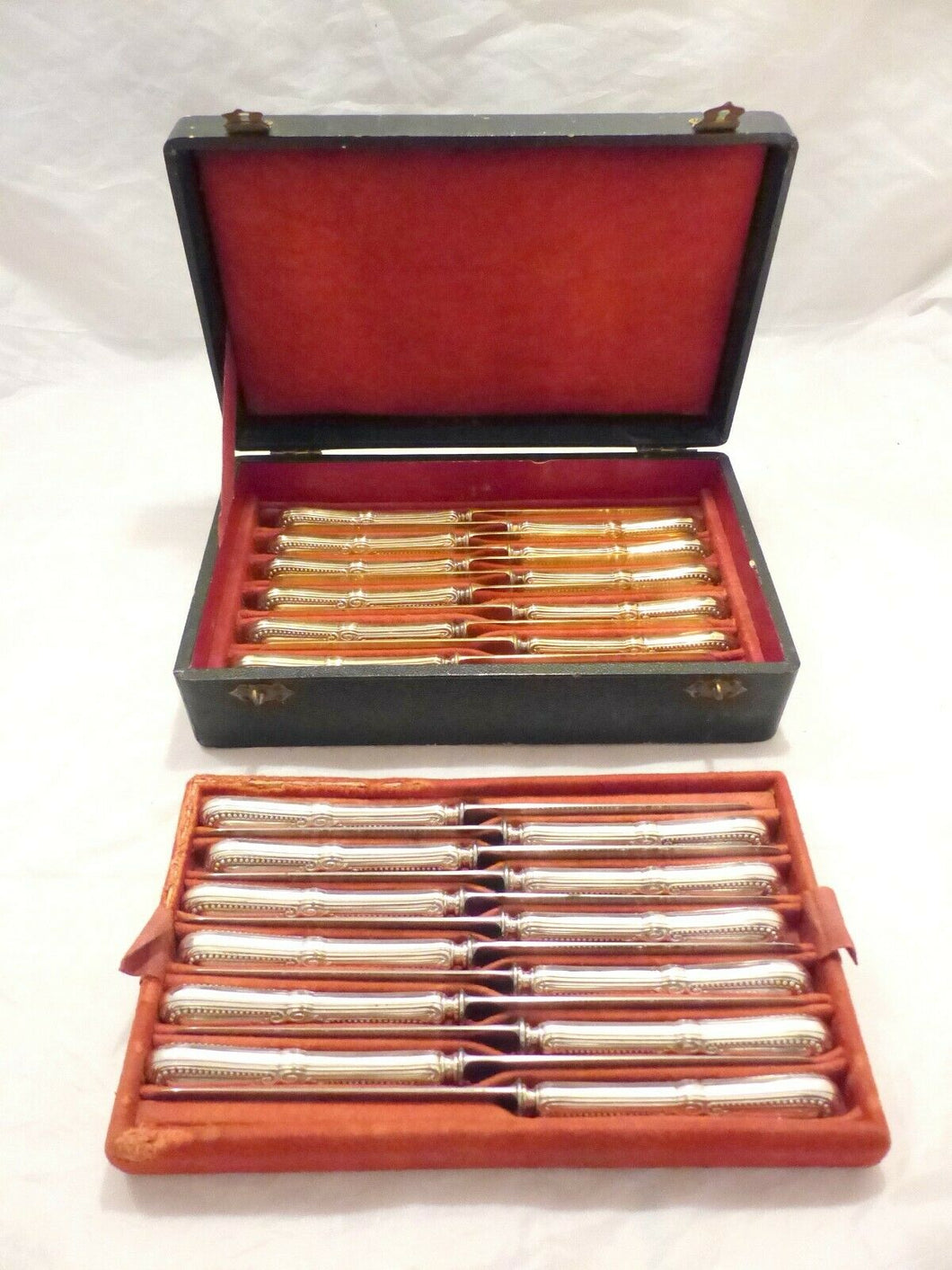 CHRISTOFLE OMG Rare set 24 French Dessert Fruits knives Silver & Gold plated BOX