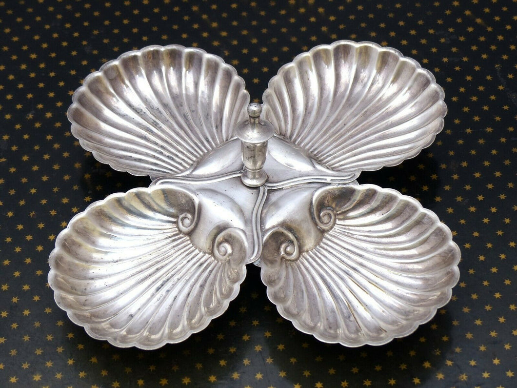 Gorgeous Antique Silver Plated Serving Tray with 4 compartiments 1900 - Shell