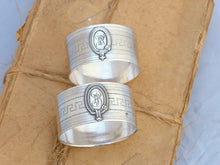 Load image into Gallery viewer, PAIR Antique French Sterling Silver Napkin Ring Highly Guilloche Style Cartouche