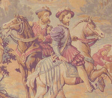 Load image into Gallery viewer, XL Large Antique French Tapestry Medieval Scenery 68x46" RARE PAIR 19TH