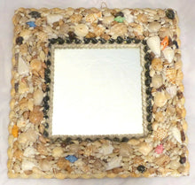 Load image into Gallery viewer, RARE Antique FRENCH c1920 SHELL ART Seashell Encrusted 12" Square MIRROR