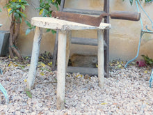 Load image into Gallery viewer, Large antique & rustic French Table Cutting Board with Iron Chopper - Painted