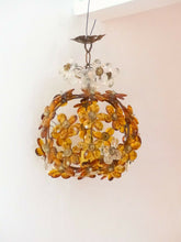 Load image into Gallery viewer, Vintage French Amber Flower Prisms Maison Bagues Style Antique Chandelier Lustre