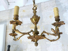 Load image into Gallery viewer, Late 19TH Antique French 5 Arms Ormolu Bronze Chandelier Ceiling Rococo Louis XV