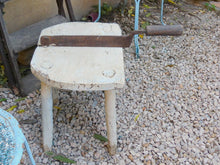 Load image into Gallery viewer, Large antique & rustic French Table Cutting Board with Iron Chopper - Painted