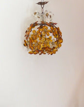 Load image into Gallery viewer, Vintage French Amber Flower Prisms Maison Bagues Style Antique Chandelier Lustre