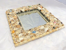Load image into Gallery viewer, RARE Antique FRENCH c1920 SHELL ART Seashell Encrusted 12" Square MIRROR