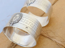 Load image into Gallery viewer, PAIR Antique French Sterling Silver Napkin Ring Highly Guilloche Style Cartouche