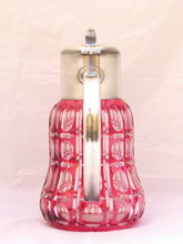 Load image into Gallery viewer, SAINT ST LOUIS Huge Water Jug Pitcher RUBY Cut Crystal Silver Plate Antique 19TH
