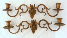 Load image into Gallery viewer, Pair Antique 19th Bronze Signed French Sconce Candlesticks RARE Gothic Bacchus