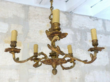 Load image into Gallery viewer, Late 19TH Antique French 5 Arms Ormolu Bronze Chandelier Ceiling Rococo Louis XV