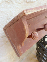 Load image into Gallery viewer, Gorgeous Primitive Antique FRENCH Wooden Coat Hat Rack 6 Turned Wood Knobs Red