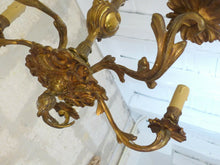 Load image into Gallery viewer, Late 19TH Antique French 5 Arms Ormolu Bronze Chandelier Ceiling Rococo Louis XV
