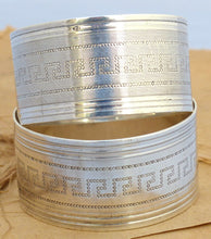 Load image into Gallery viewer, PAIR Antique French Sterling Silver Napkin Ring Highly Guilloche Style Cartouche