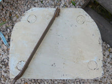 Load image into Gallery viewer, Large antique & rustic French Table Cutting Board with Iron Chopper - Painted