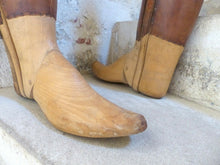 Load image into Gallery viewer, Large Antique Pair French Authentic Riding Boot Trees Solid Wood and Leather