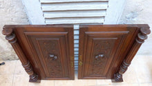 Load image into Gallery viewer, Pair Antique French Hand Carved Solid Wood Doors Panels Gothic Chimera Salvage