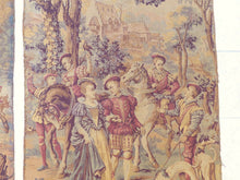 Load image into Gallery viewer, XL Large Antique French Tapestry Medieval Scenery 68x46" RARE PAIR 19TH