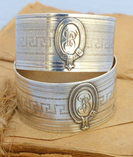 Load image into Gallery viewer, PAIR Antique French Sterling Silver Napkin Ring Highly Guilloche Style Cartouche