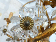 Load image into Gallery viewer, Excpt. MAISON BAGUES French Mid-Century Gilt Iron Floral Lyre Chandelier Chinese