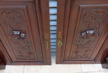 Load image into Gallery viewer, Pair Antique French Hand Carved Solid Wood Doors Panels Gothic Chimera Salvage