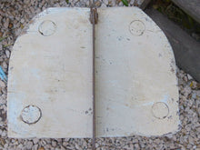 Load image into Gallery viewer, Large antique & rustic French Table Cutting Board with Iron Chopper - Painted