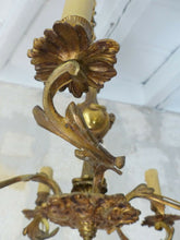 Load image into Gallery viewer, Late 19TH Antique French 5 Arms Ormolu Bronze Chandelier Ceiling Rococo Louis XV