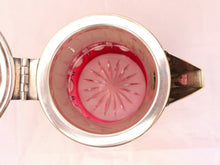 Load image into Gallery viewer, SAINT ST LOUIS Huge Water Jug Pitcher RUBY Cut Crystal Silver Plate Antique 19TH
