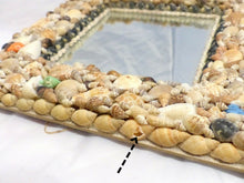 Load image into Gallery viewer, RARE Antique FRENCH c1920 SHELL ART Seashell Encrusted 12" Square MIRROR